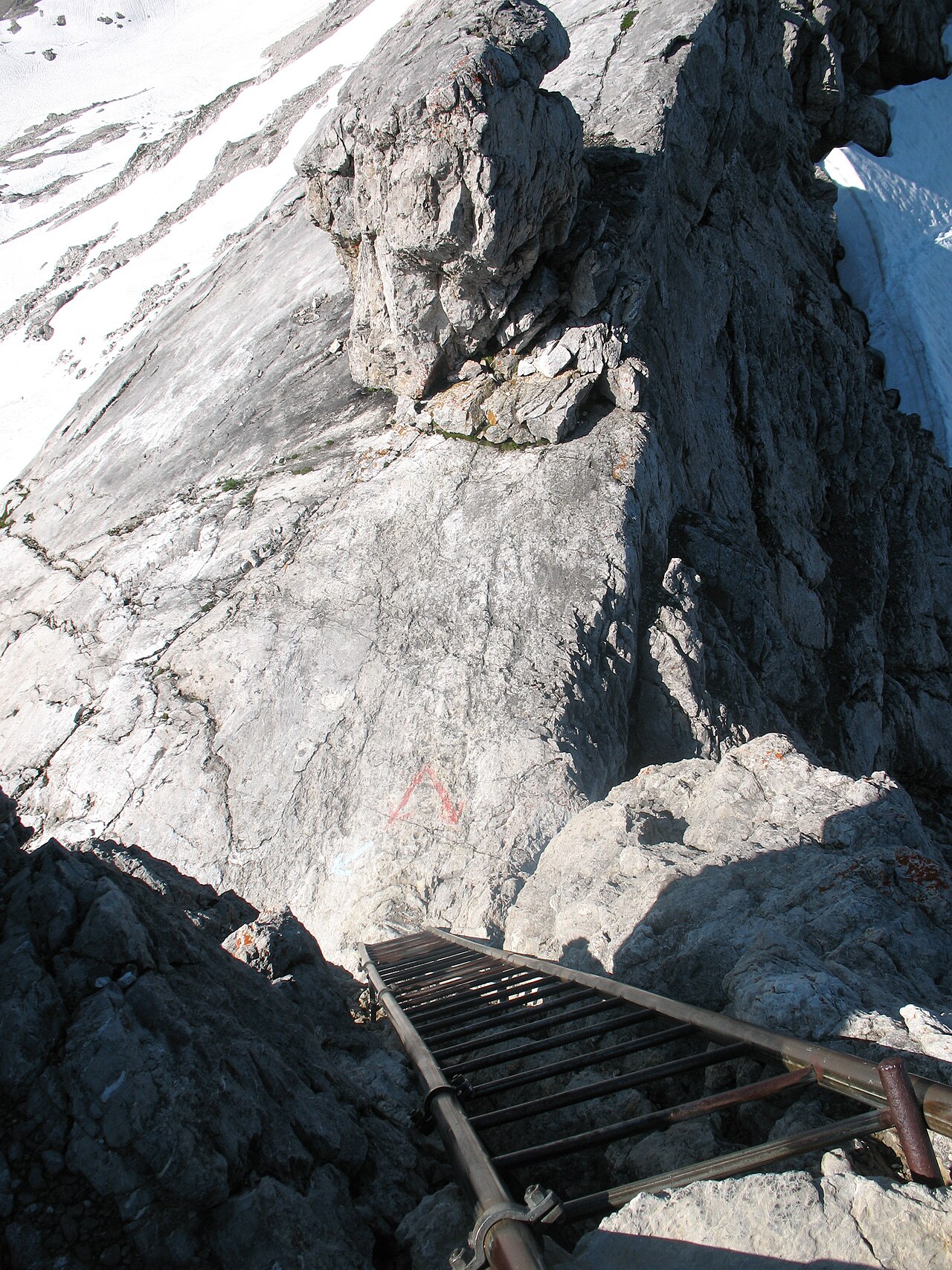 Blick die Leiter am Steinschartenkopf hinab